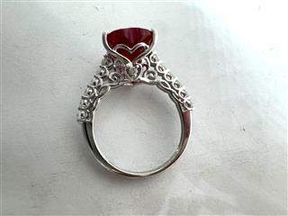 925 Sterling Silver Red Heart Stone Ring SZ: 5.5 - 2.9G!